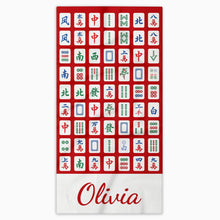 Load image into Gallery viewer, Personalized Microfiber Beach Towel Custom Name Mahjong Design
