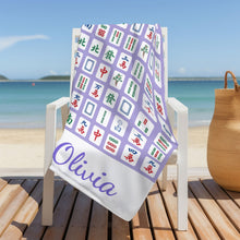 Load image into Gallery viewer, Personalized Microfiber Beach Towel Custom Name Mahjong Design
