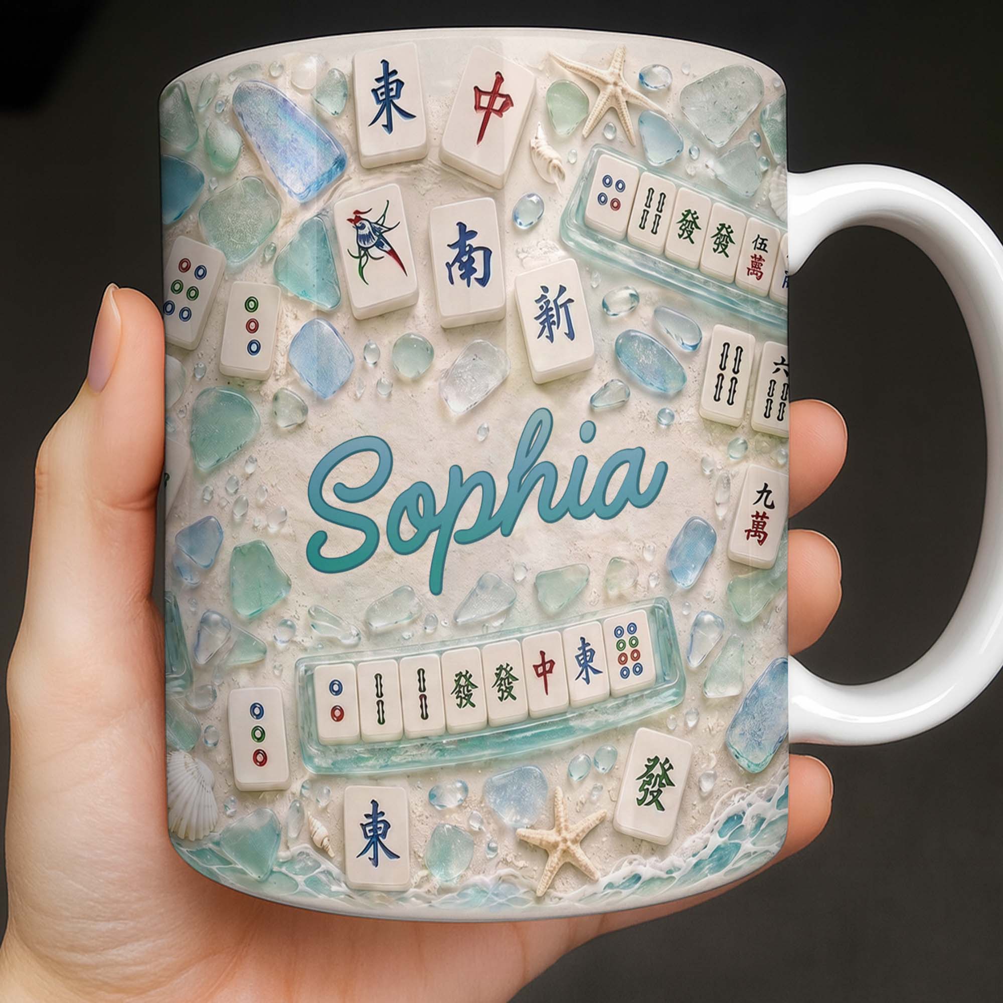 Personalized Mahjong Beach Mug Custom Name Gift for Besties