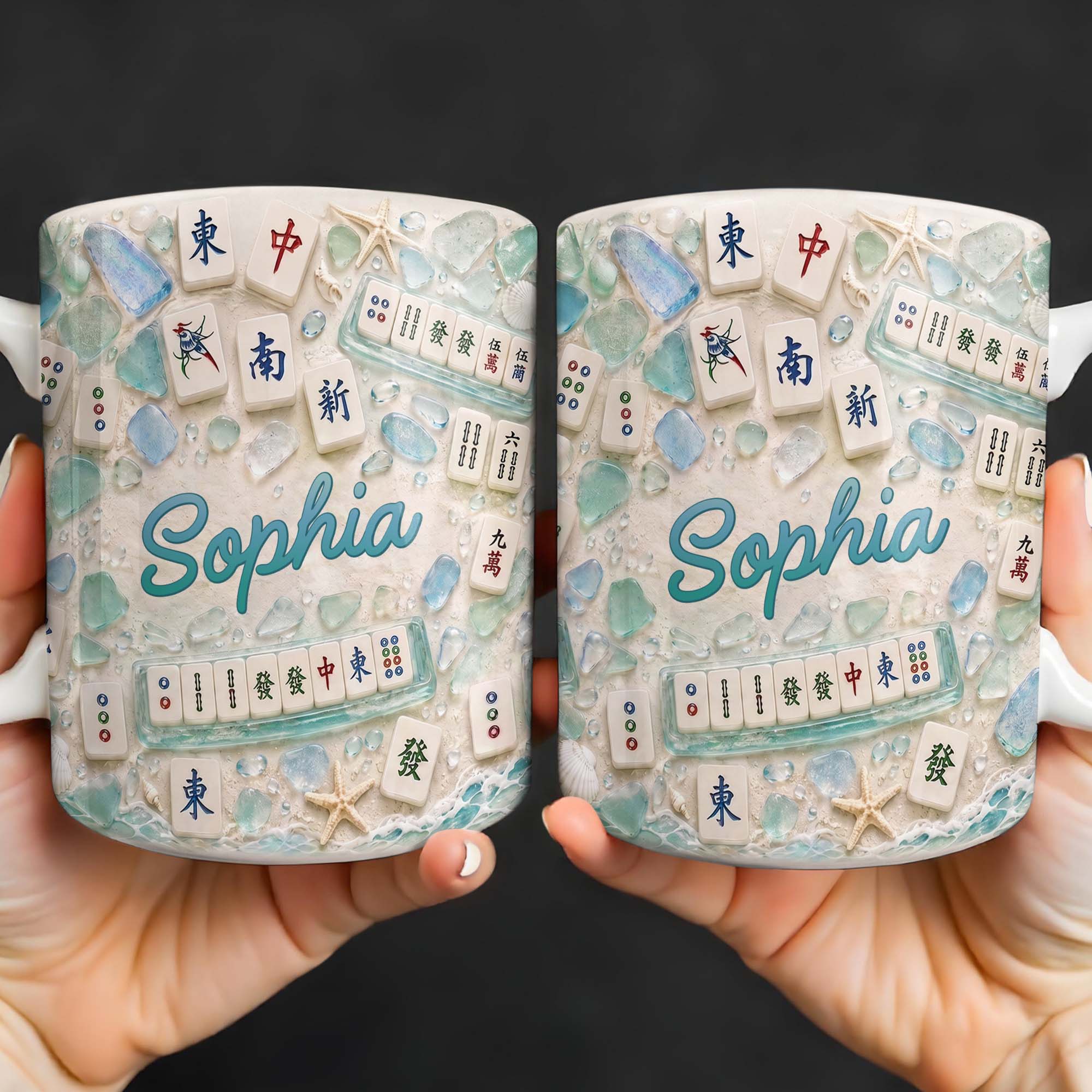 Personalized Mahjong Beach Mug Custom Name Gift for Besties