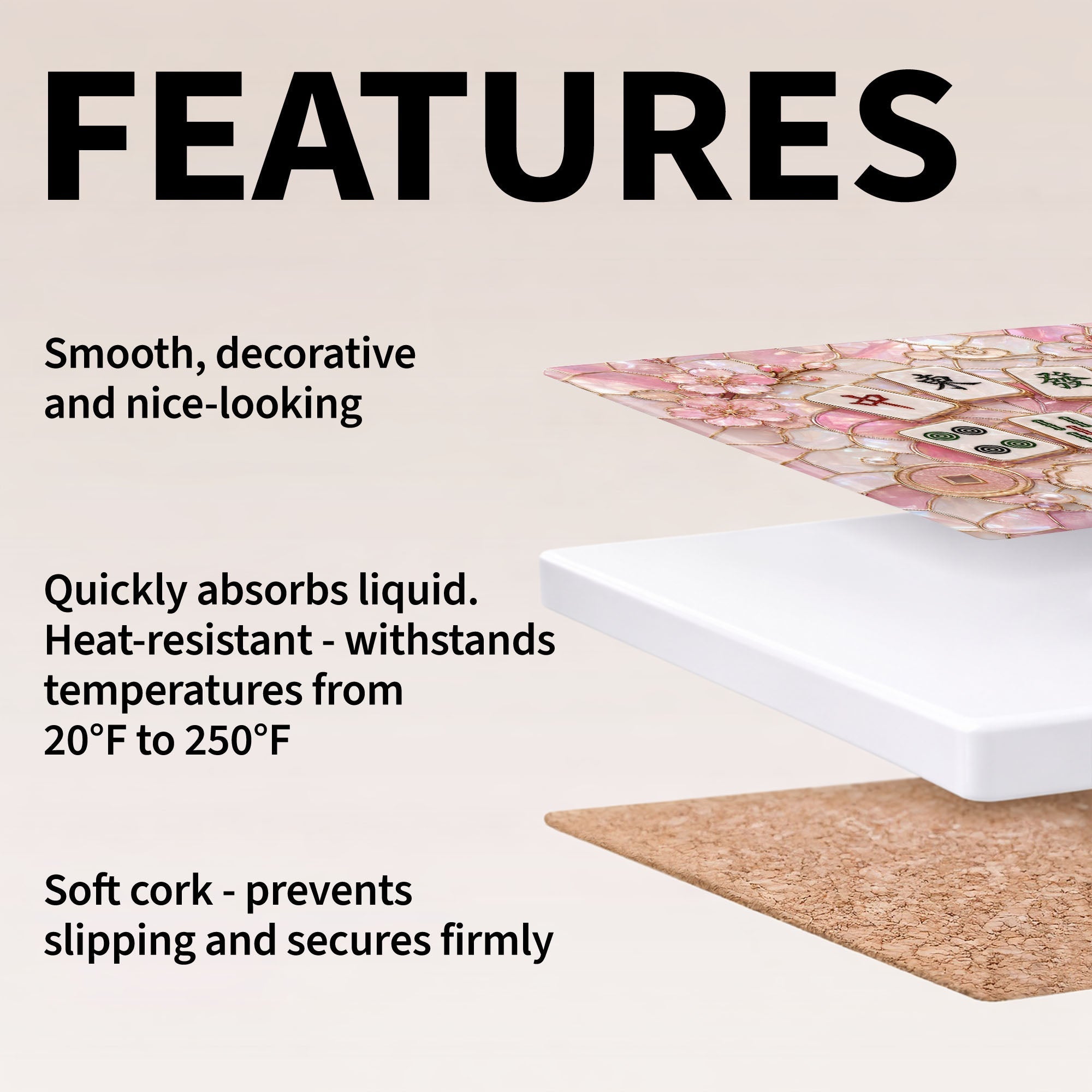 Personalized Ceramic Coaster with Cherry Blossoms for Game Night