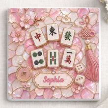 Load image into Gallery viewer, Personalized Ceramic Coaster with Cherry Blossoms for Game Night
