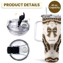 Load image into Gallery viewer, Personalized Leopard Bow 40oz Tumbler with Straw Gift for Her

