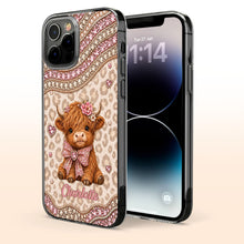 Load image into Gallery viewer, Personalized Highland Cow Clear Phone Case with 3D Rhinestones Gift for Her
