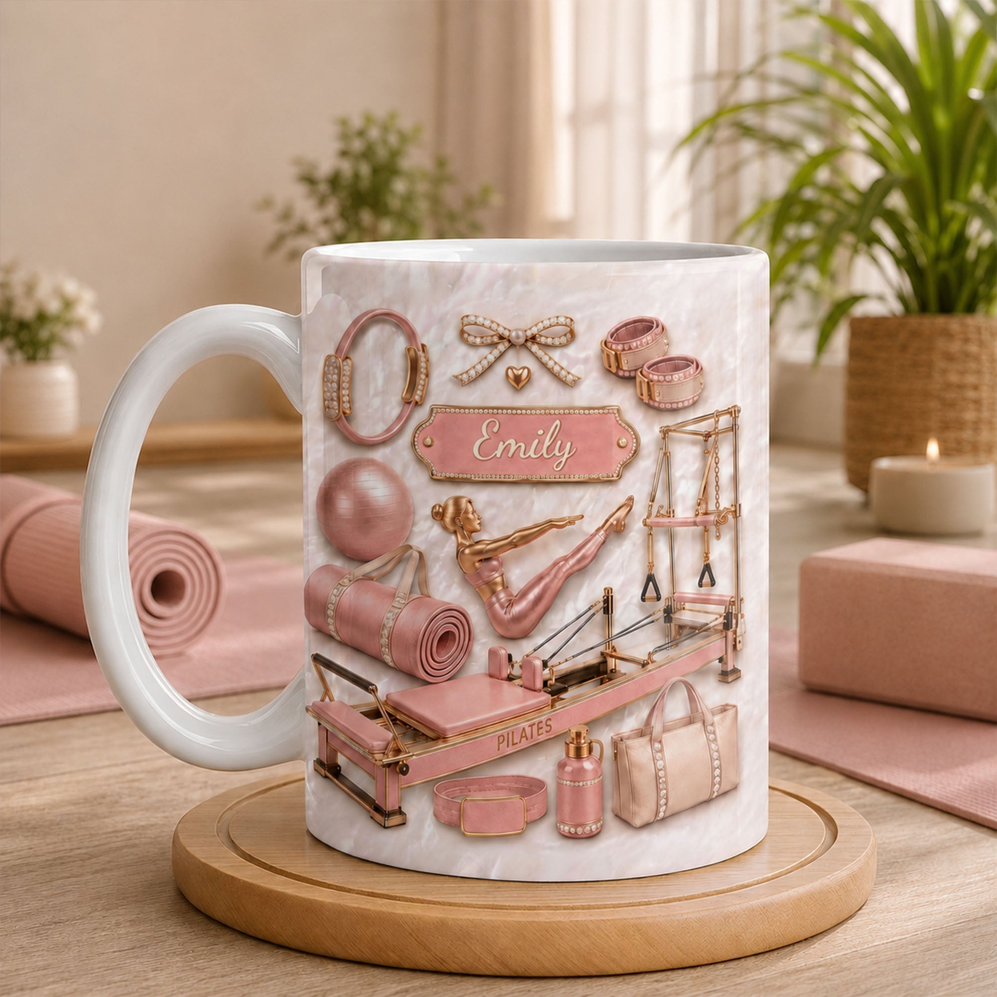 Personalized Pilates Girl Coffee Mug Custom Name Gift for Her