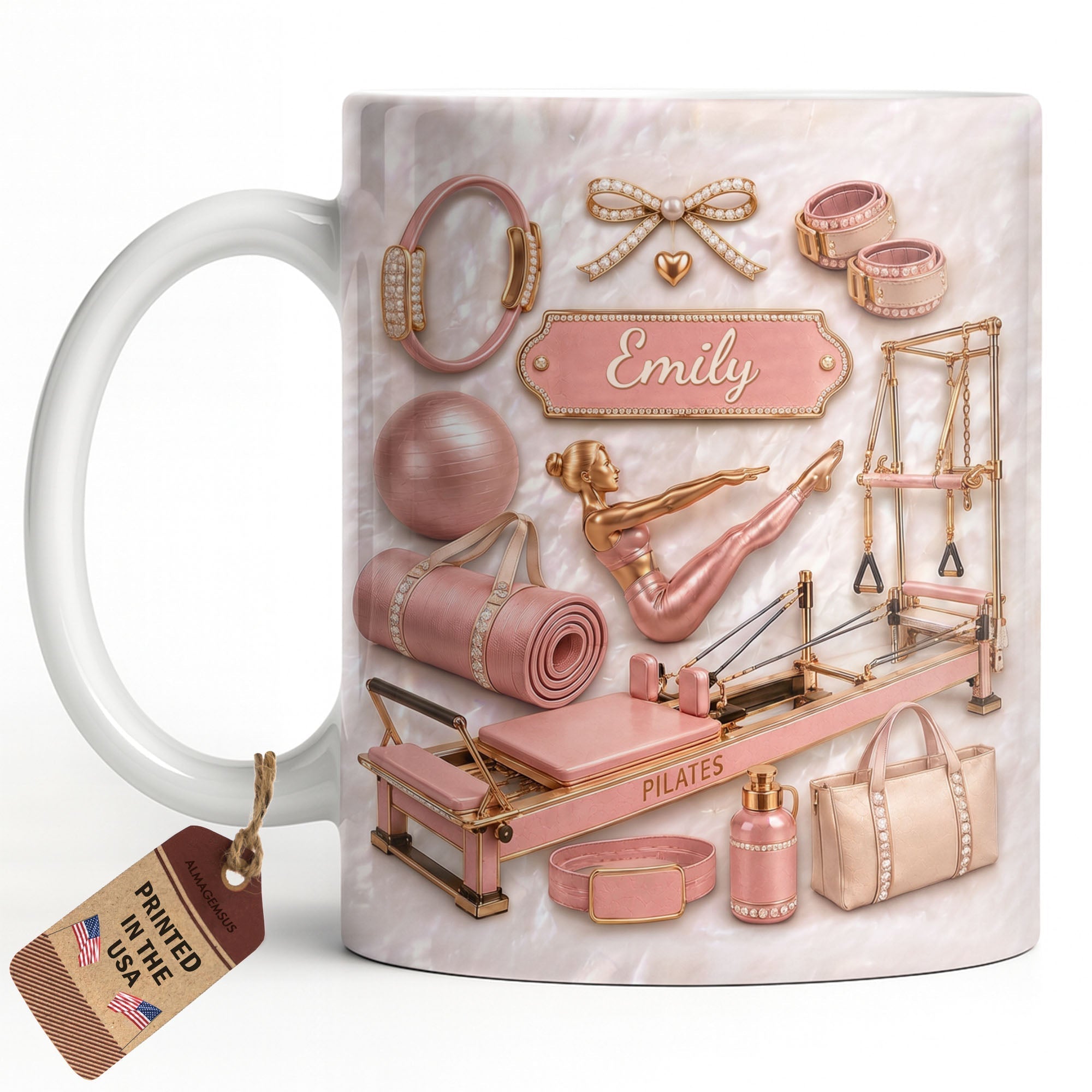 Personalized Pilates Girl Coffee Mug Custom Name Gift for Her