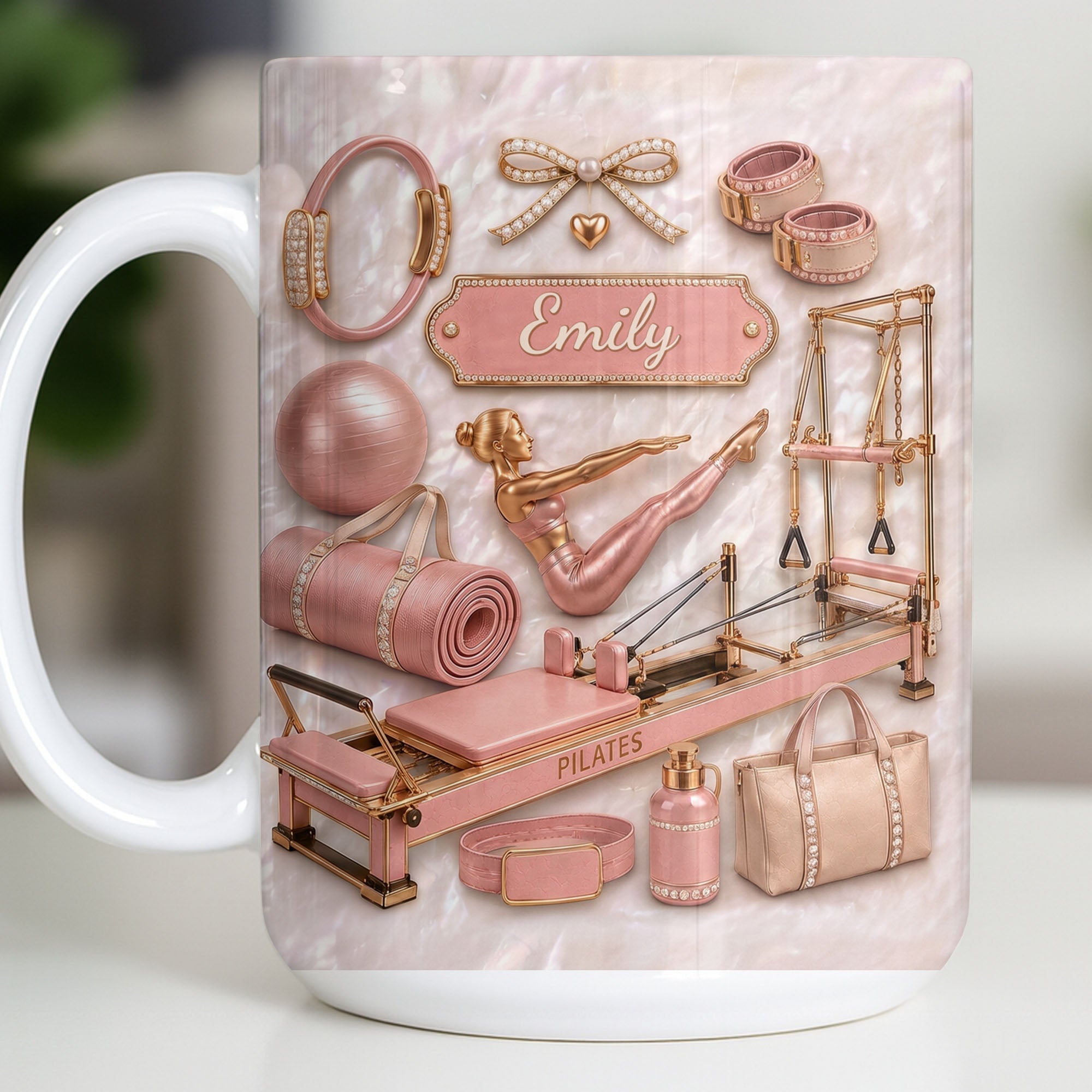 Personalized Pilates Girl Coffee Mug Custom Name Gift for Her