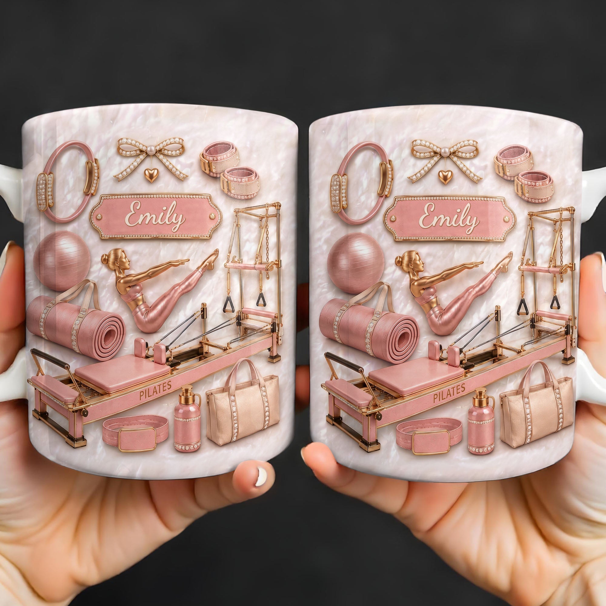 Personalized Pilates Girl Coffee Mug Custom Name Gift for Her