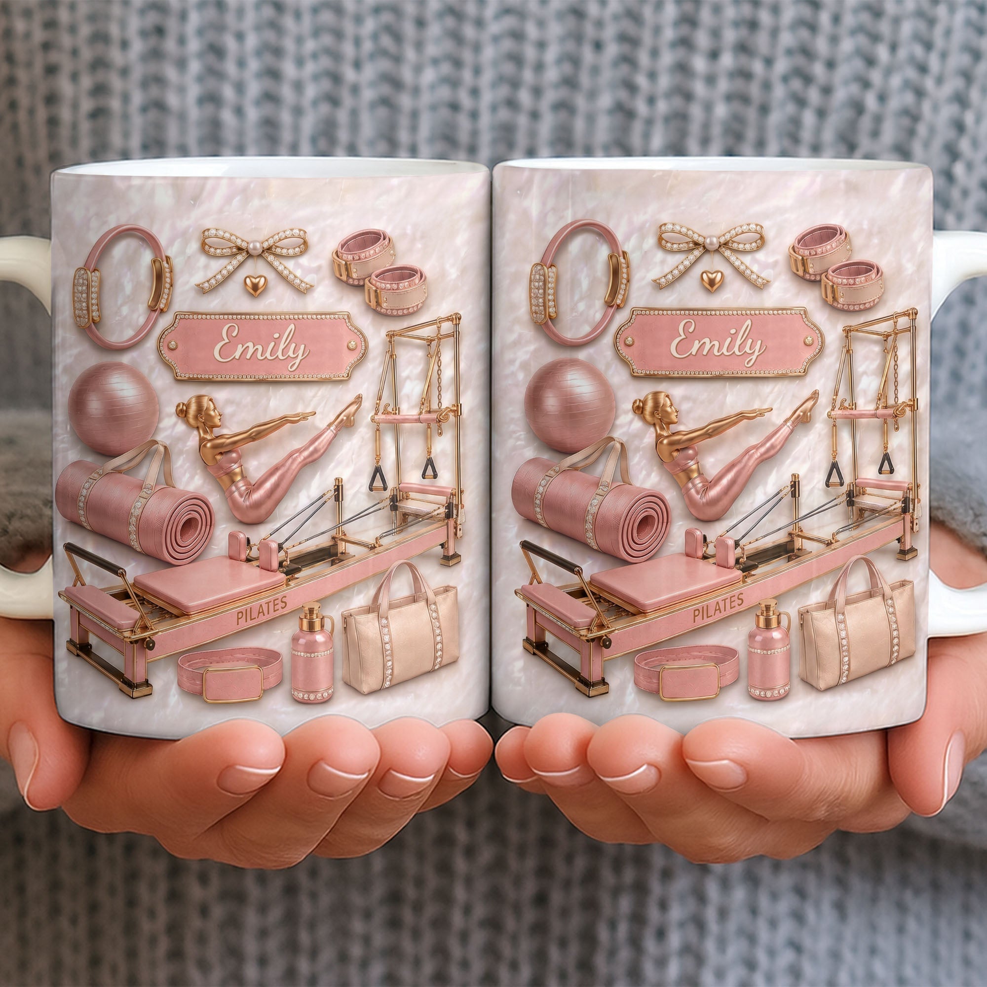 Personalized Pilates Girl Coffee Mug Custom Name Gift for Her