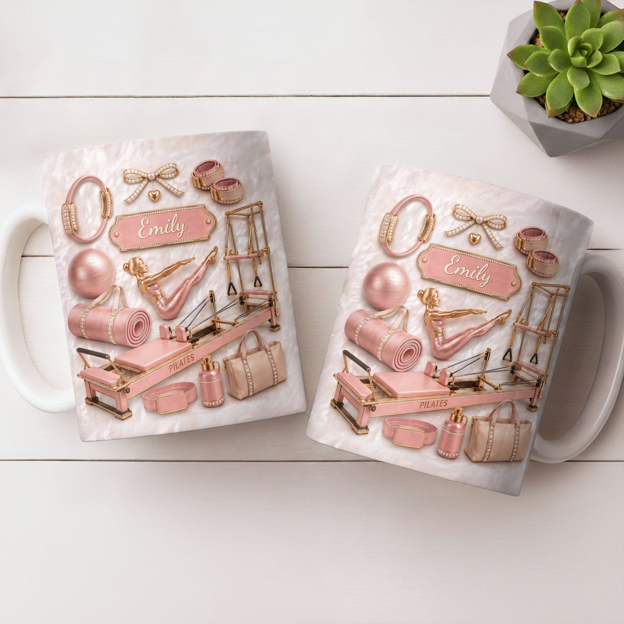 Personalized Pilates Girl Coffee Mug Custom Name Gift for Her