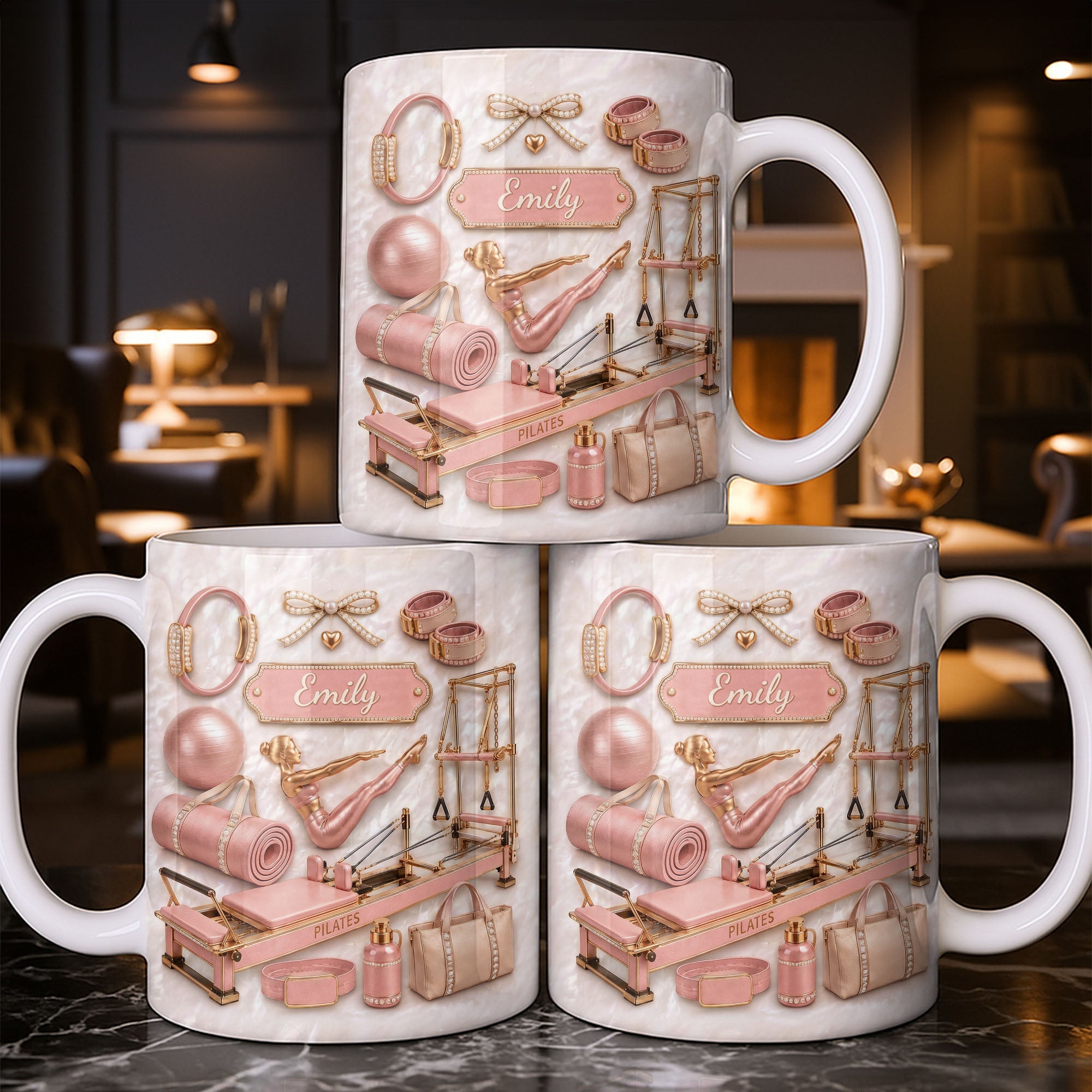 Personalized Pilates Girl Coffee Mug Custom Name Gift for Her