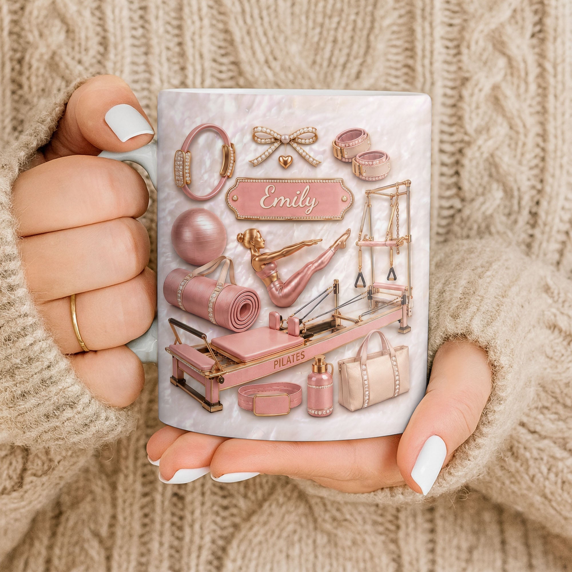 Personalized Pilates Girl Coffee Mug Custom Name Gift for Her