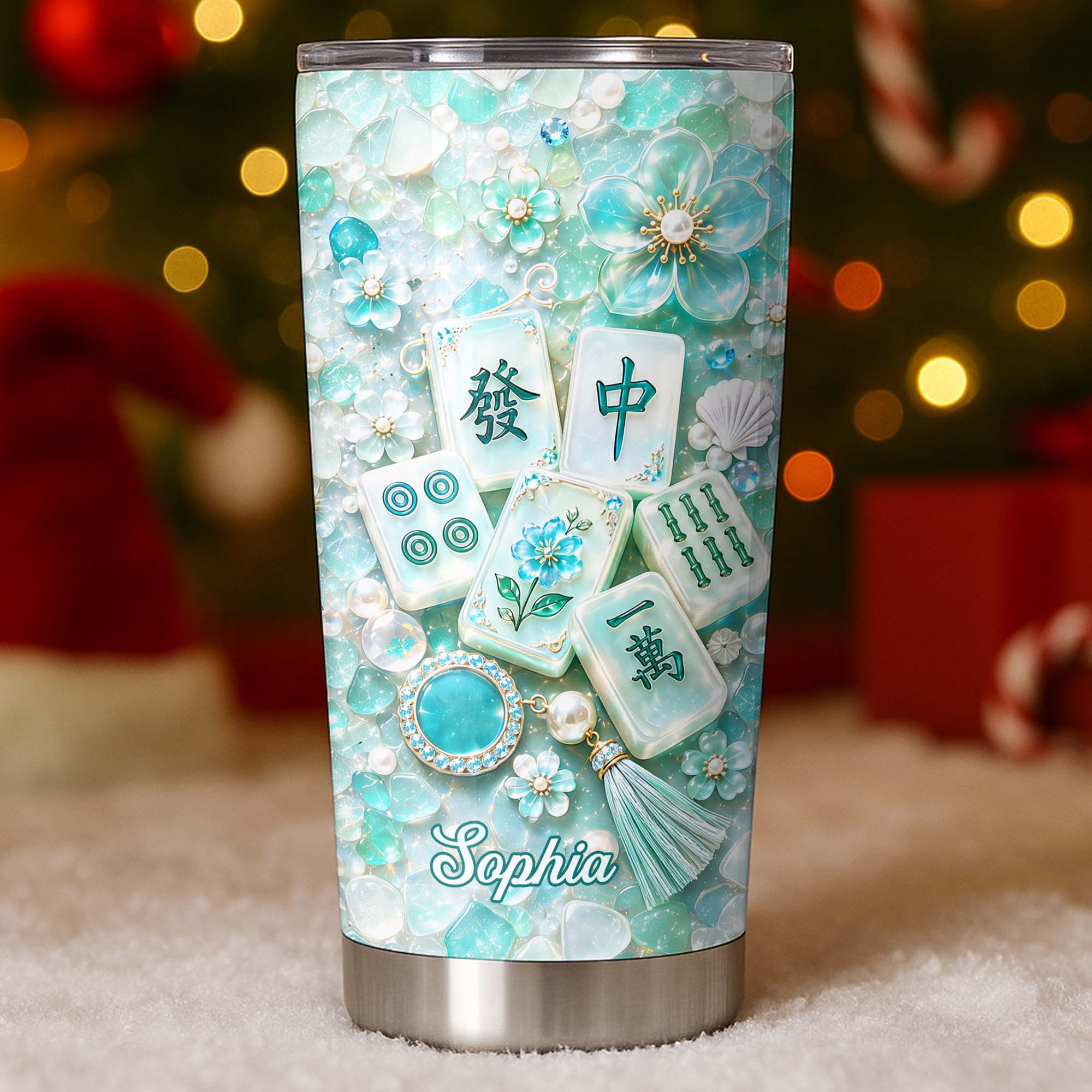 Personalized 20oz Stainless Steel Tumbler Custom Name Mahjong Gift for Besties