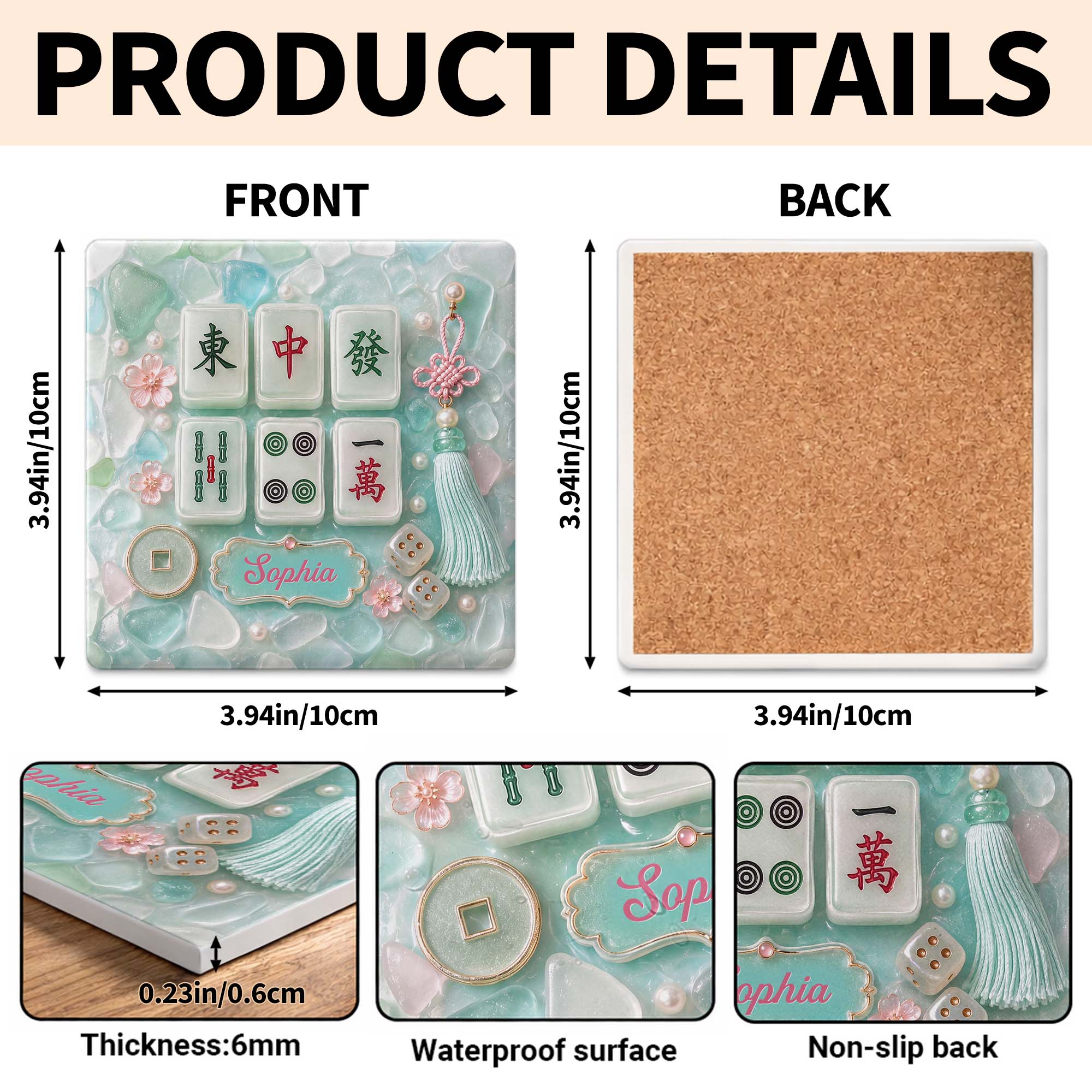 Personalized Square Ceramic Coaster Custom Name Gift for Hobbyists