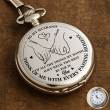 Load image into Gallery viewer, Personalized Silver Plated Pocket Watch Custom Gift for Husband Anniversary
