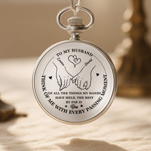 Load image into Gallery viewer, Personalized Silver Plated Pocket Watch Custom Gift for Husband Anniversary
