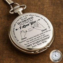 Load image into Gallery viewer, Personalized Silver Pocket Watch Custom Message Gift for Husband
