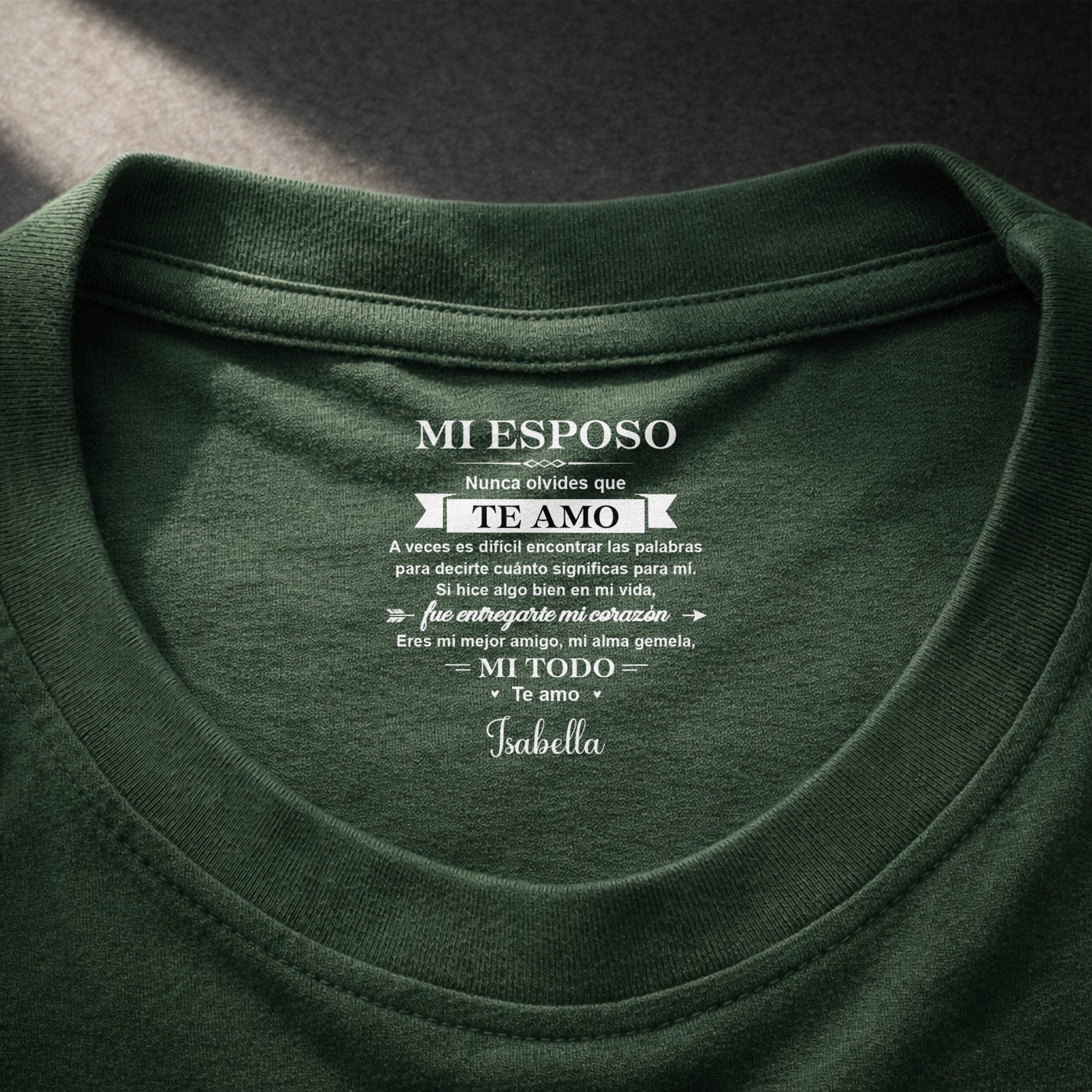 Personalized Custom T-Shirt for Him Inside Neck Print Gift