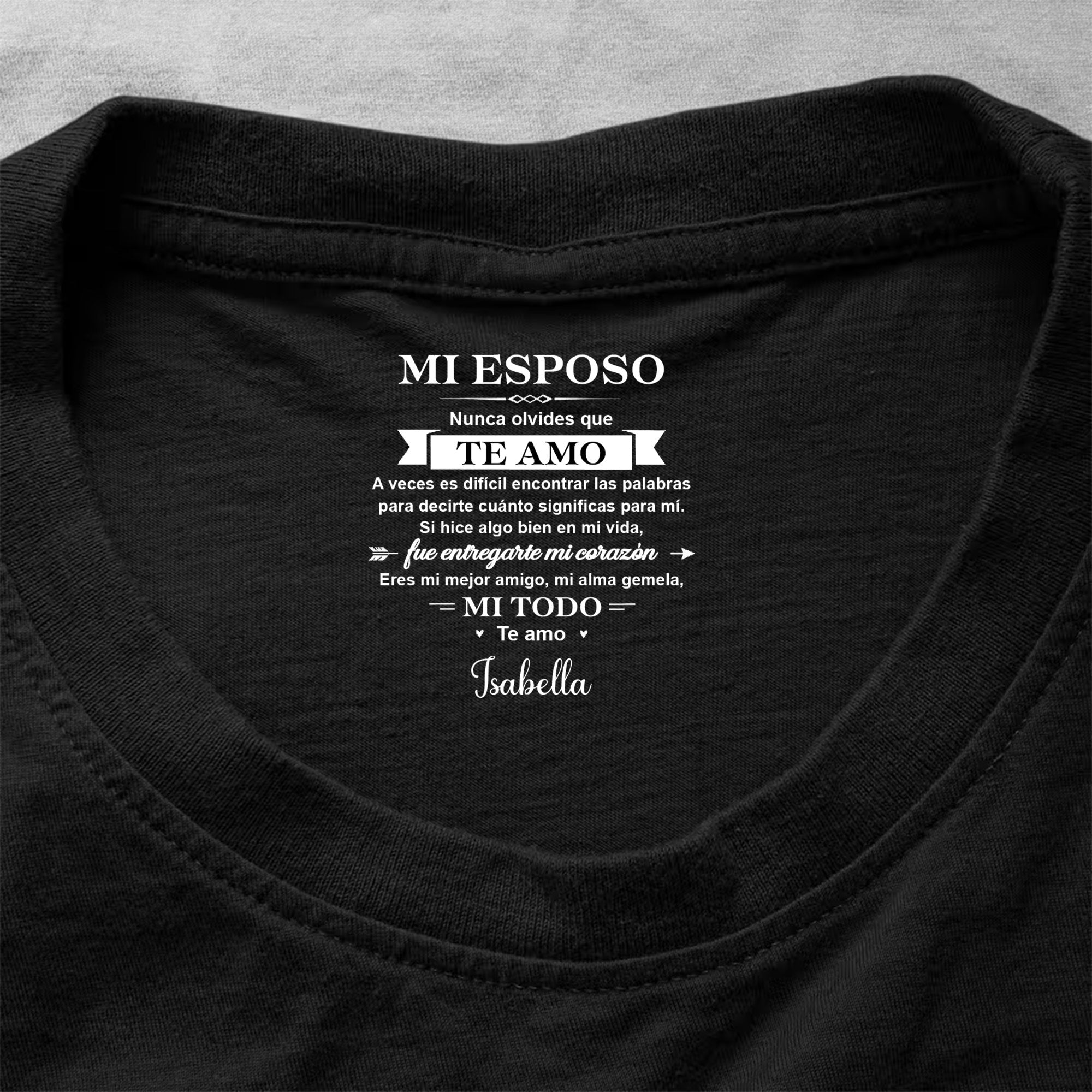 Personalized Custom T-Shirt for Him Inside Neck Print Gift
