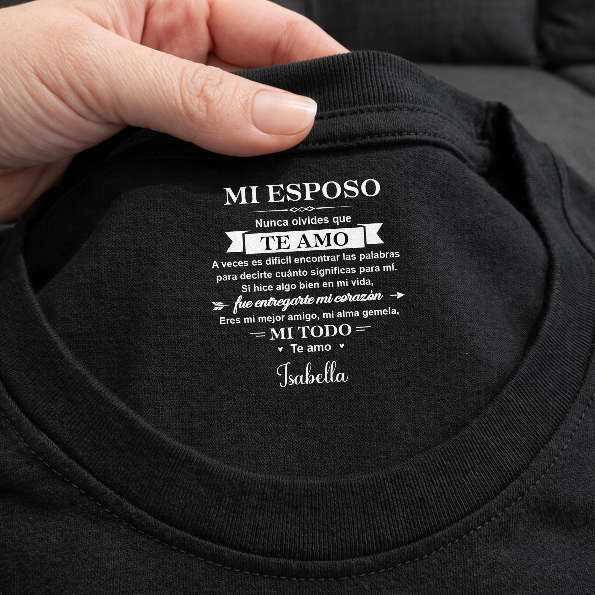 Personalized Custom T-Shirt for Him Inside Neck Print Gift
