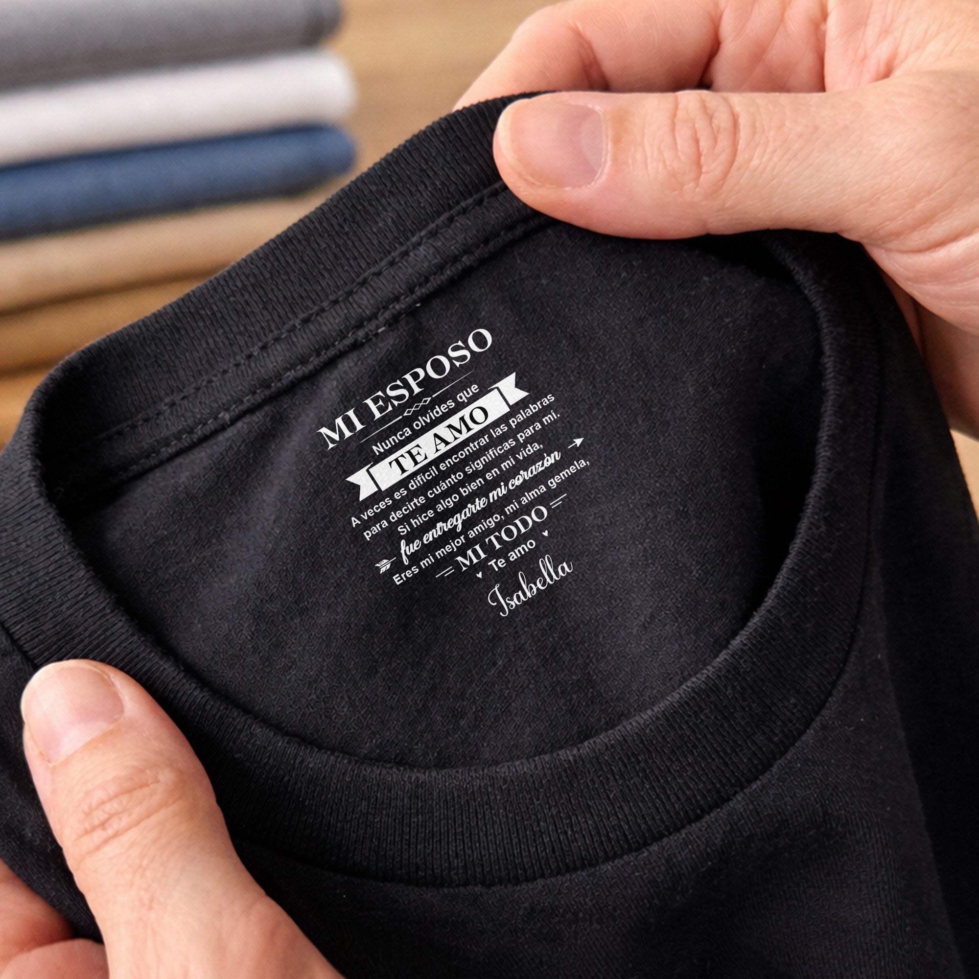 Personalized Custom T-Shirt for Him Inside Neck Print Gift