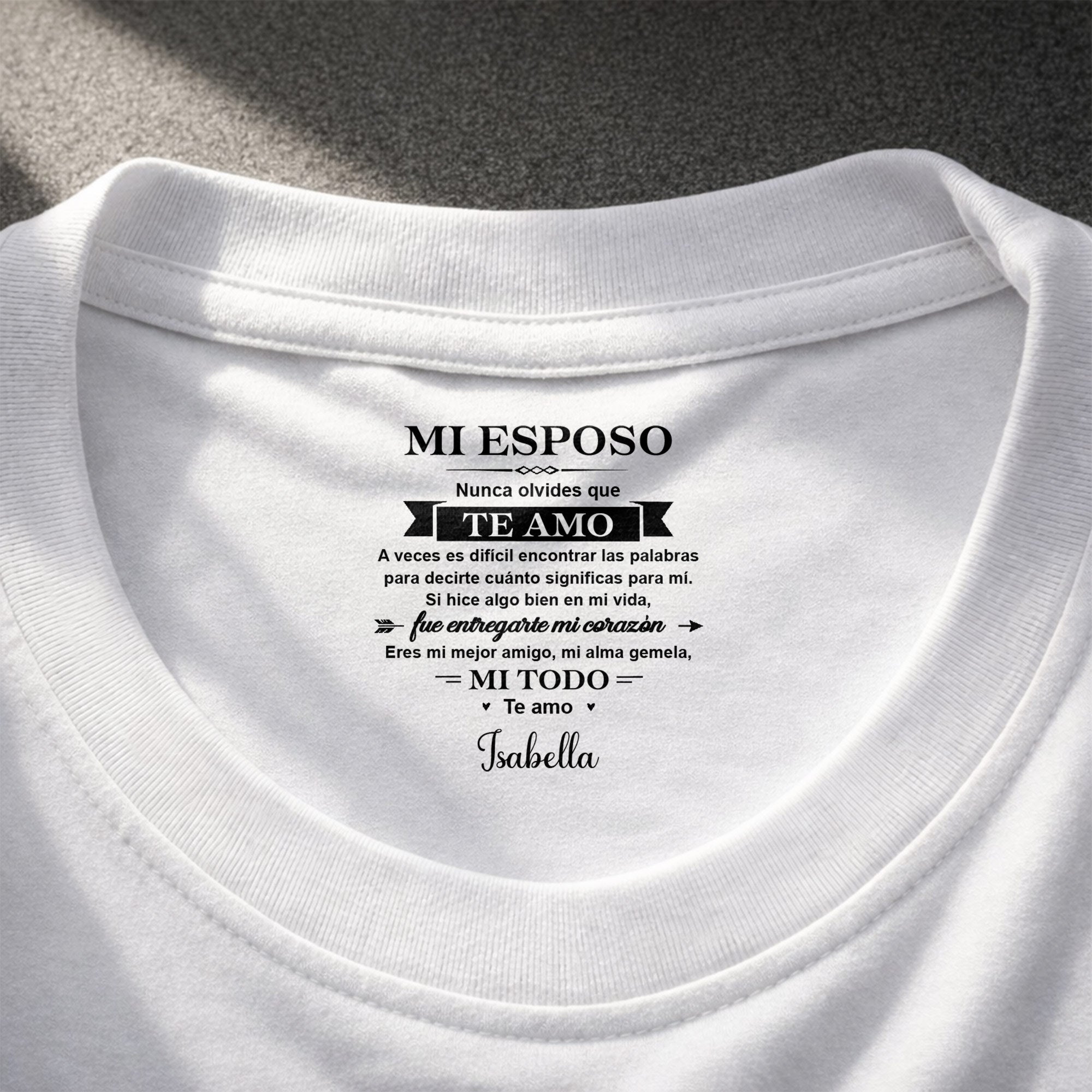 Personalized Inside Neck Print T-Shirt Gift for Husband