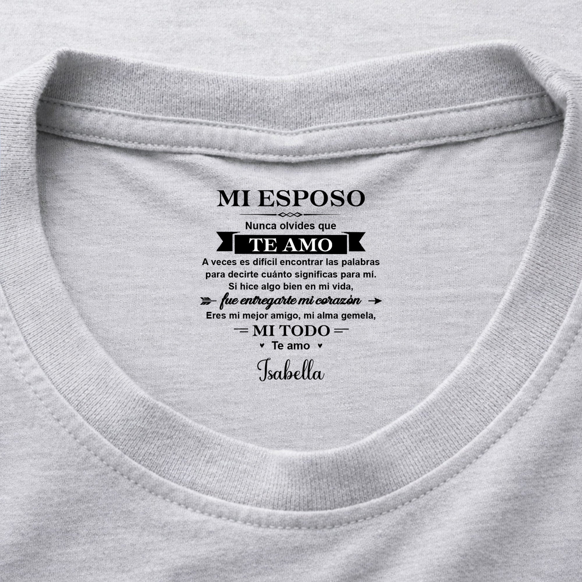 Personalized Inside Neck Print T-Shirt Gift for Husband