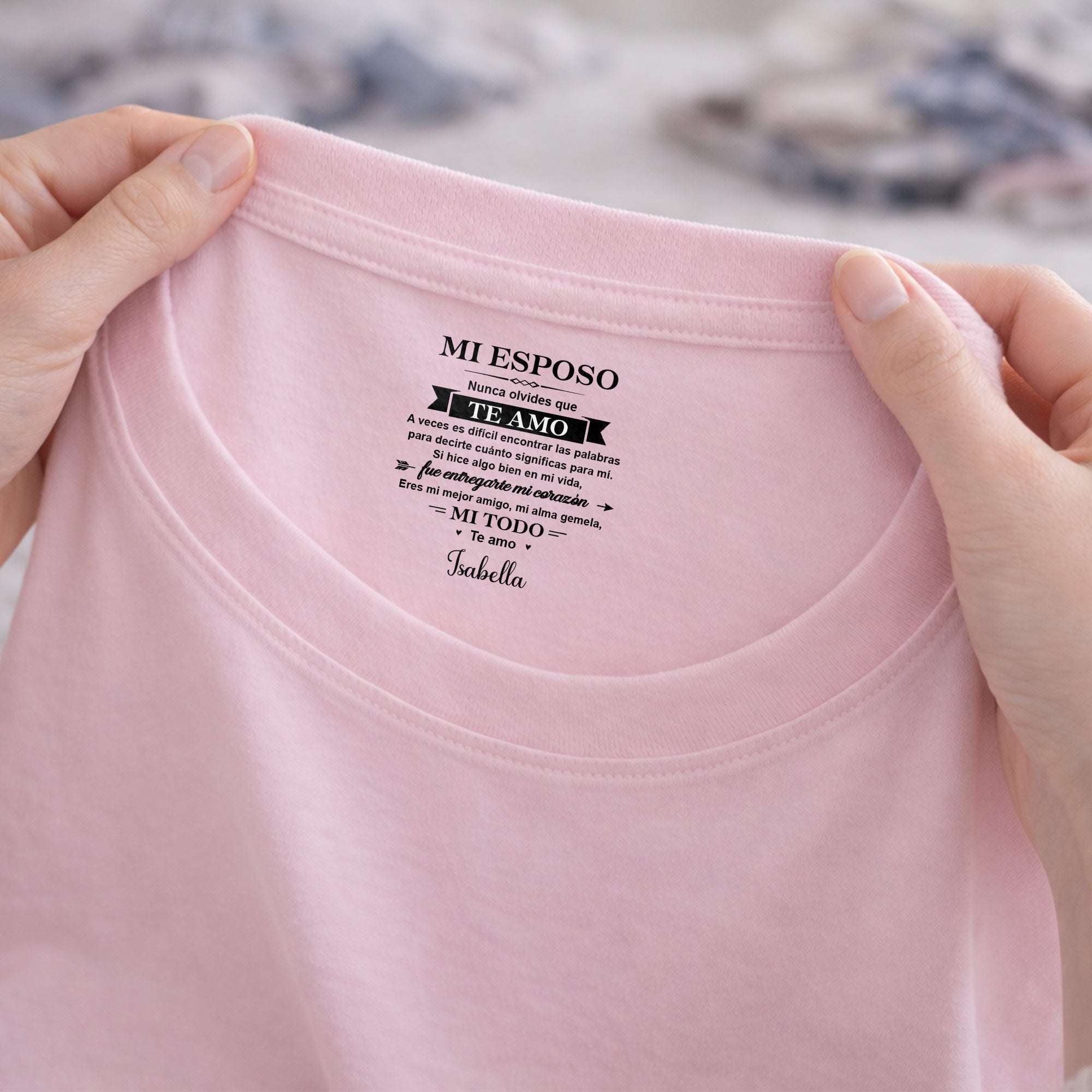 Personalized Inside Neck Print T-Shirt Gift for Husband