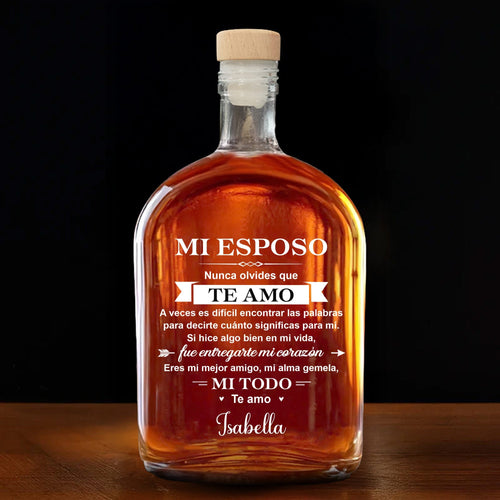 Personalized Whiskey Bottle Custom Name Heart Design Gift for Husband