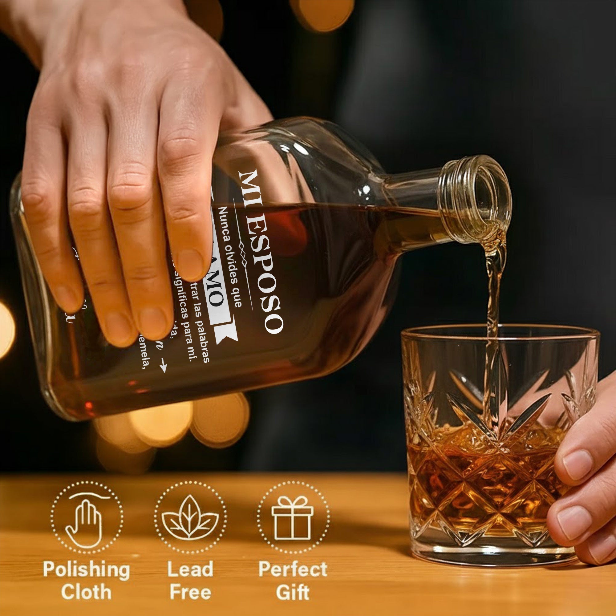 Personalized Whiskey Bottle Custom Name Heart Design Gift for Husband