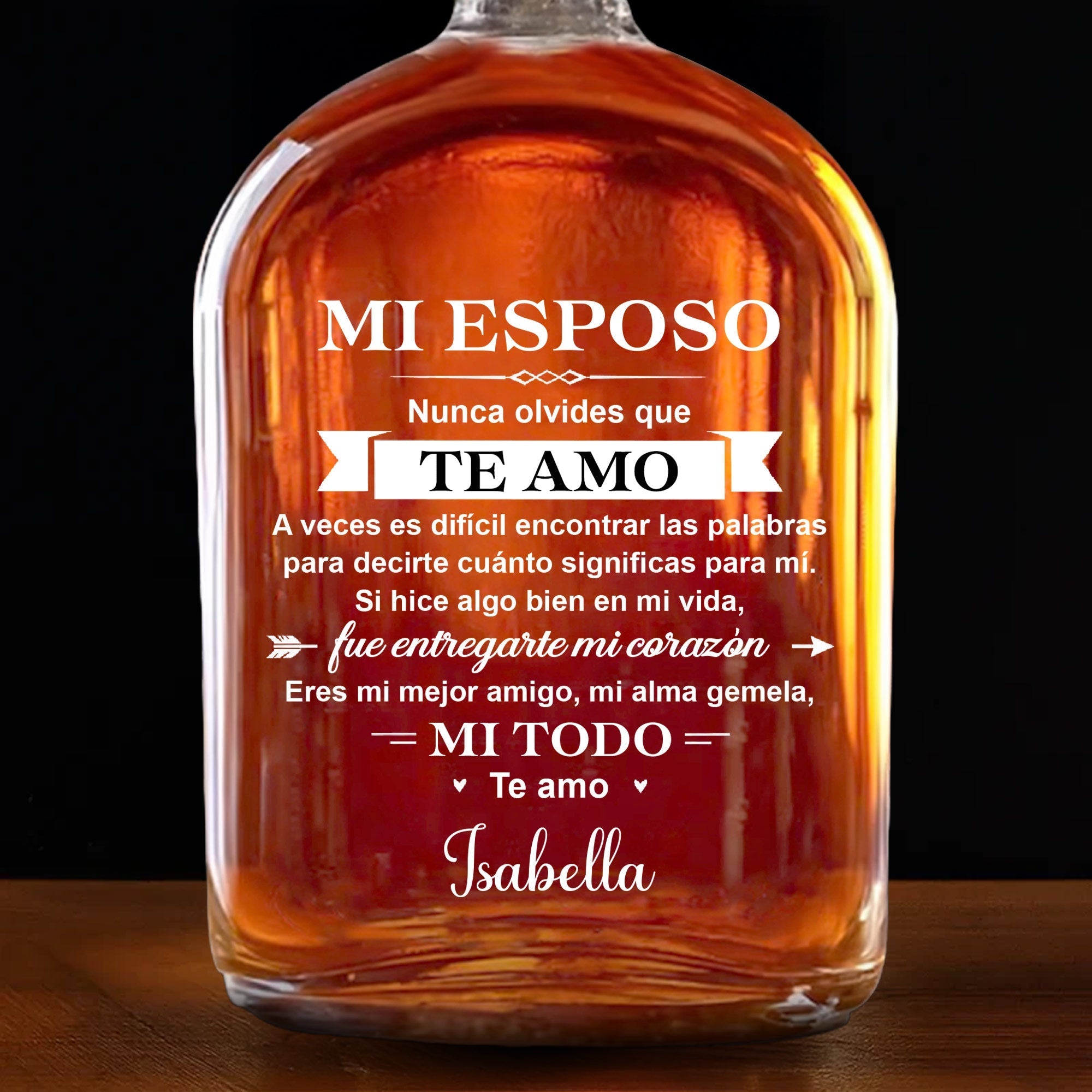 Personalized Whiskey Bottle Custom Name Heart Design Gift for Husband