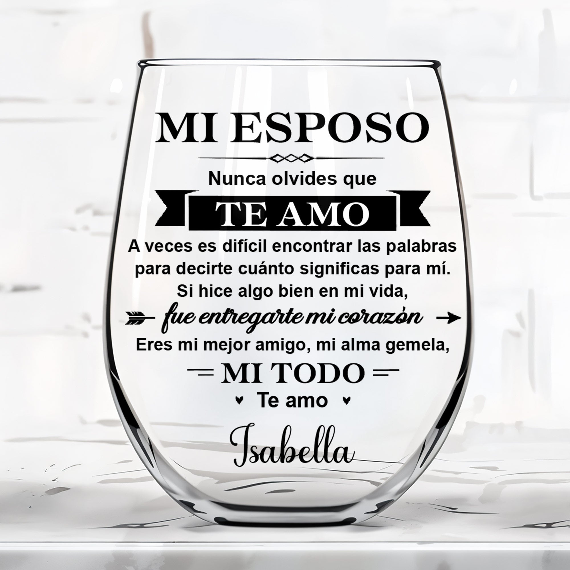 Personalized Stemless Wine Glass Gift for Him Anniversary
