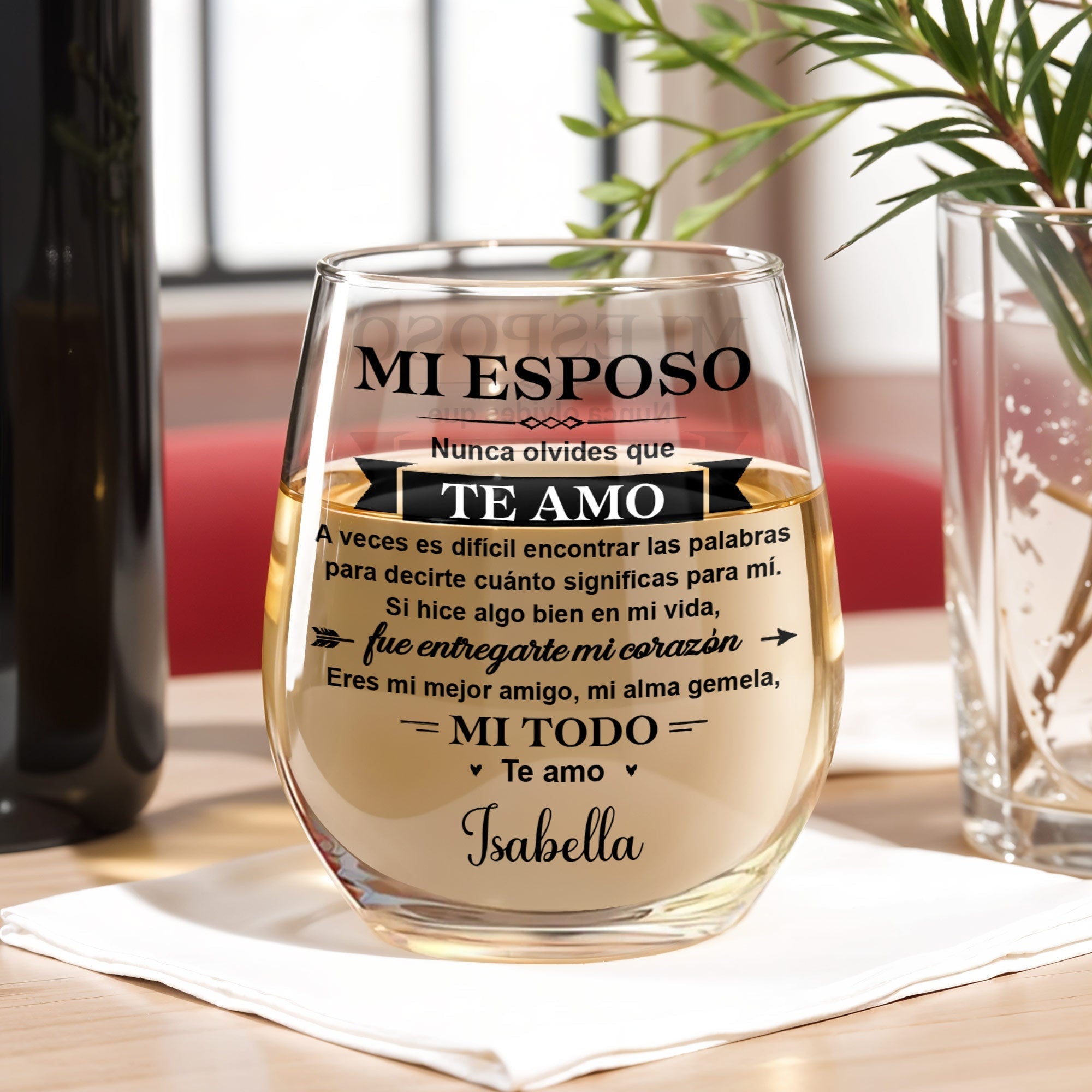 Personalized Stemless Wine Glass Gift for Him Anniversary
