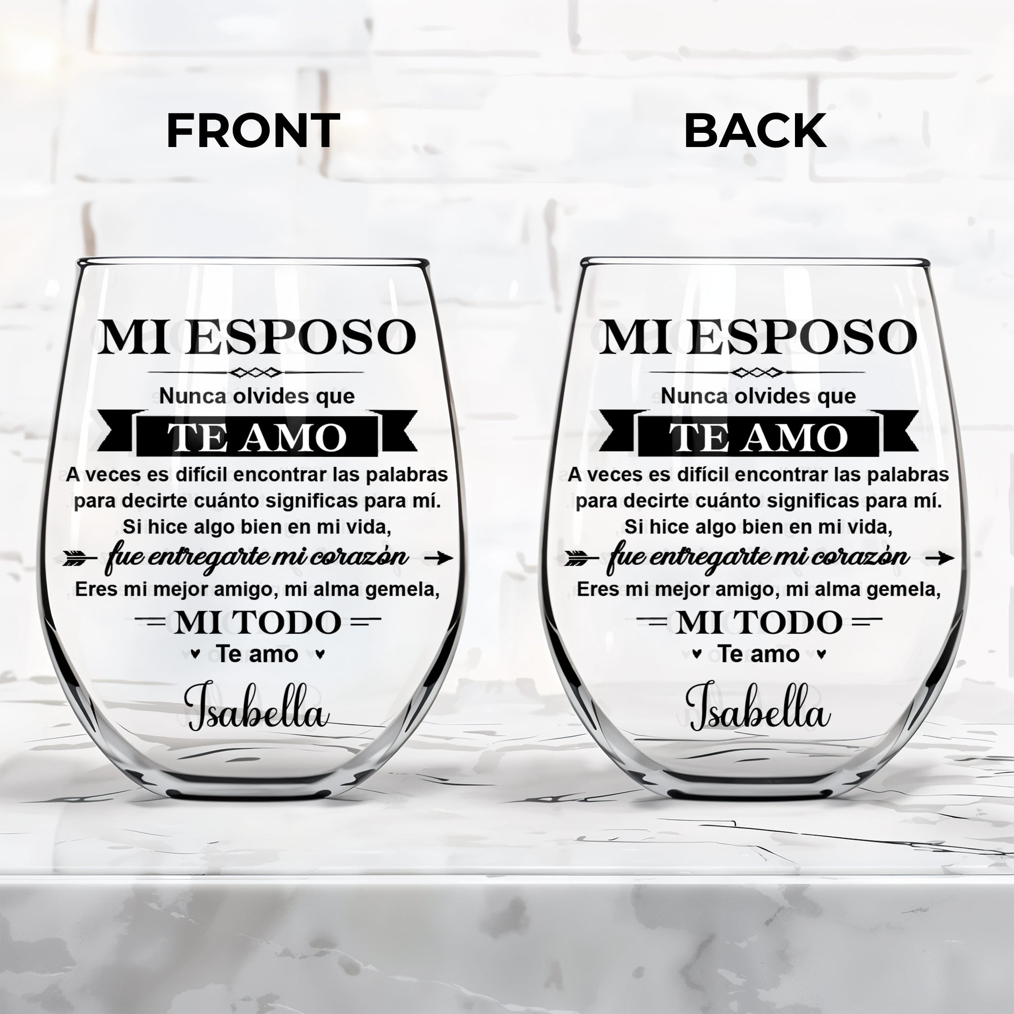 Personalized Stemless Wine Glass Gift for Him Anniversary