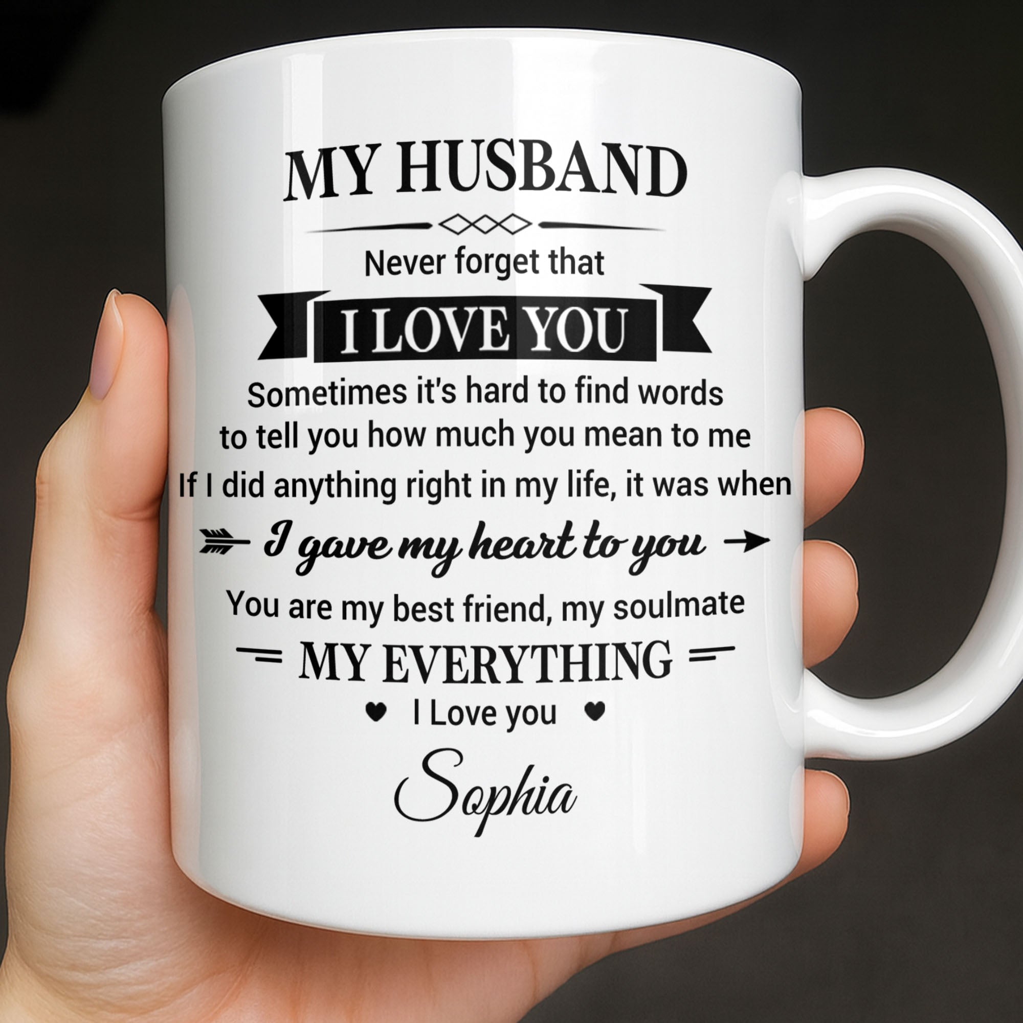 Personalized Heart Coffee Mug Custom Gift for Husband