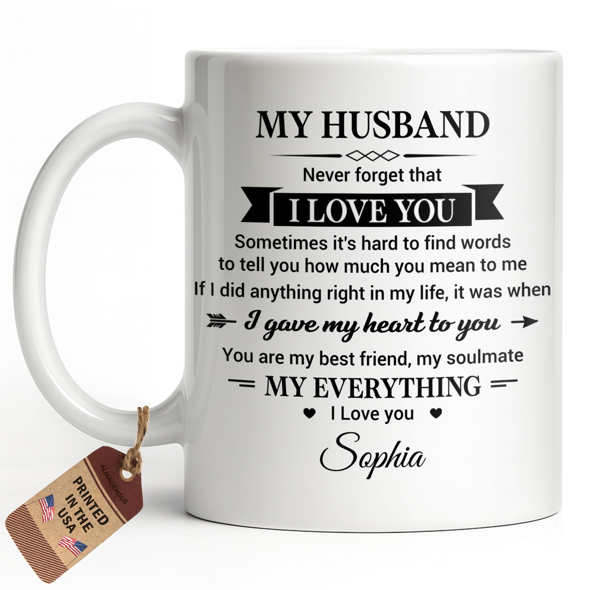 Personalized Heart Coffee Mug Custom Gift for Husband