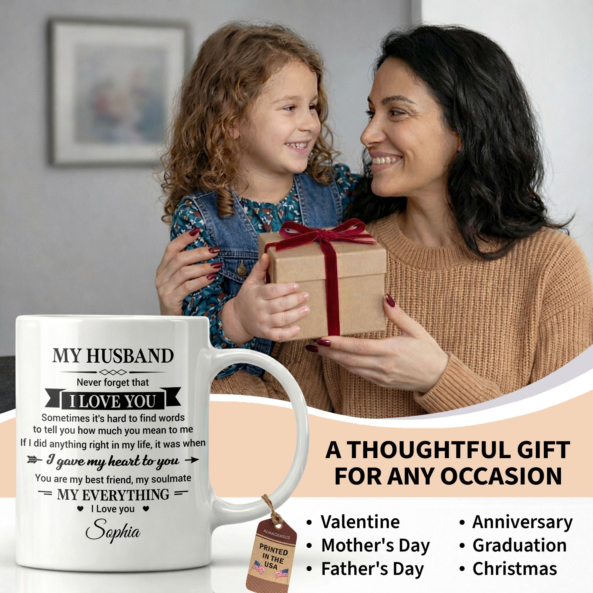 Personalized Heart Coffee Mug Custom Gift for Husband