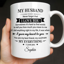 Load image into Gallery viewer, Personalized Heart Coffee Mug Custom Gift for Husband
