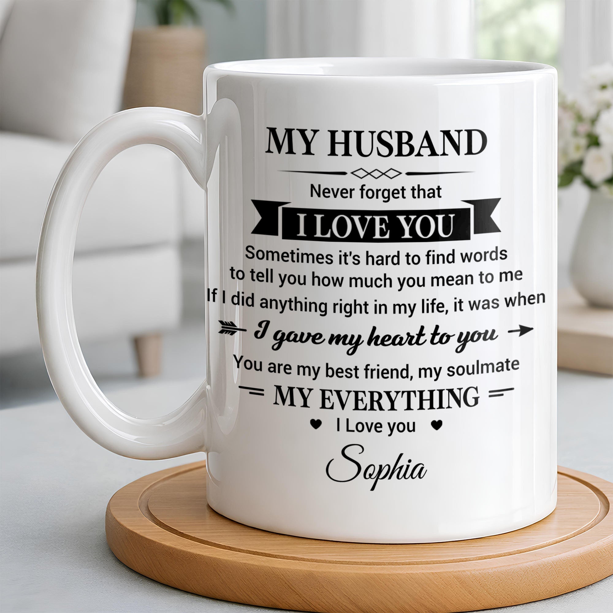 Personalized Heart Coffee Mug Custom Gift for Husband