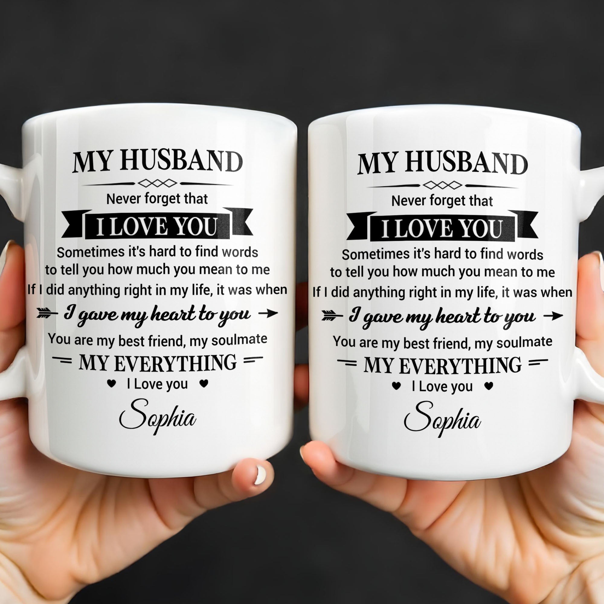 Personalized Heart Coffee Mug Custom Gift for Husband
