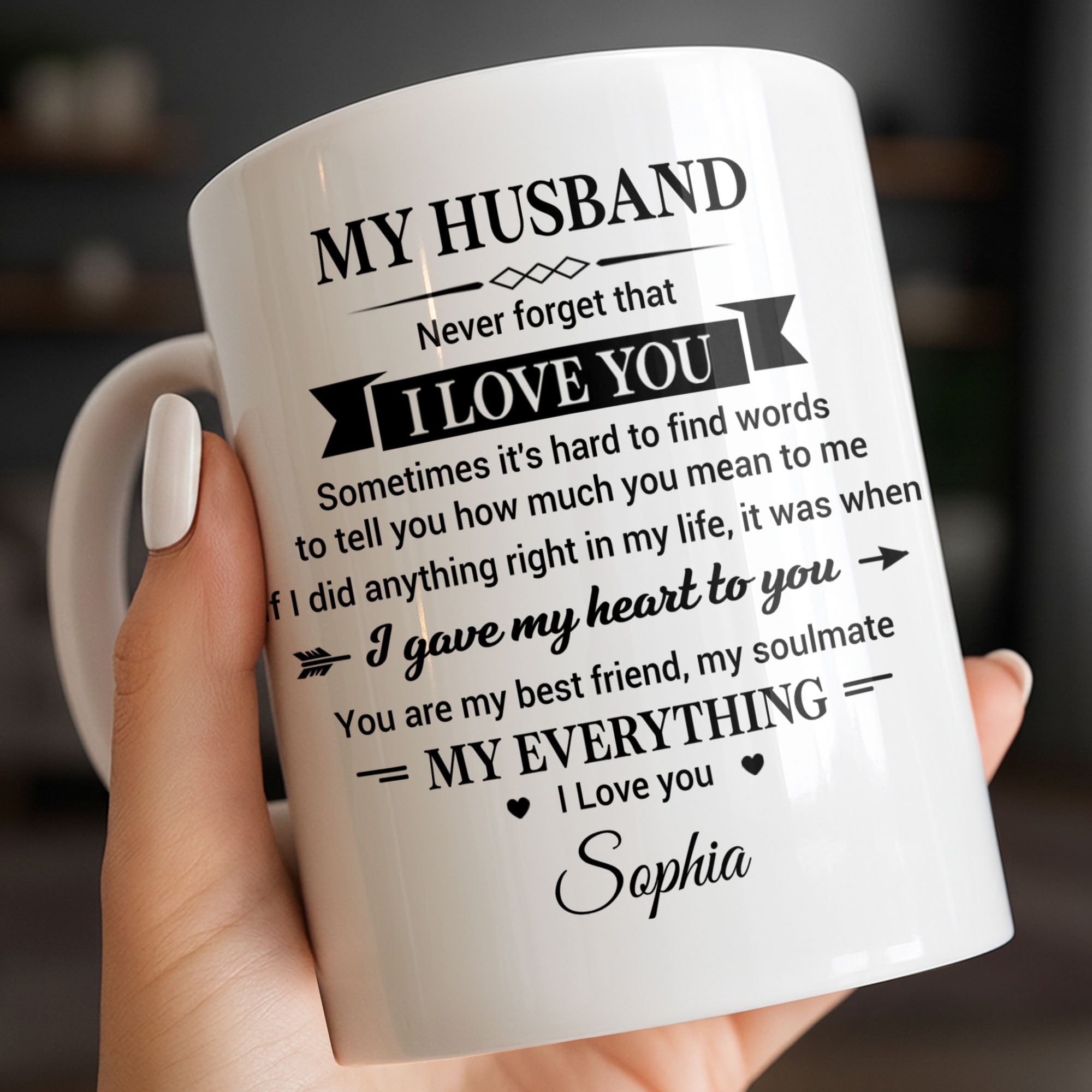Personalized Heart Coffee Mug Custom Gift for Husband