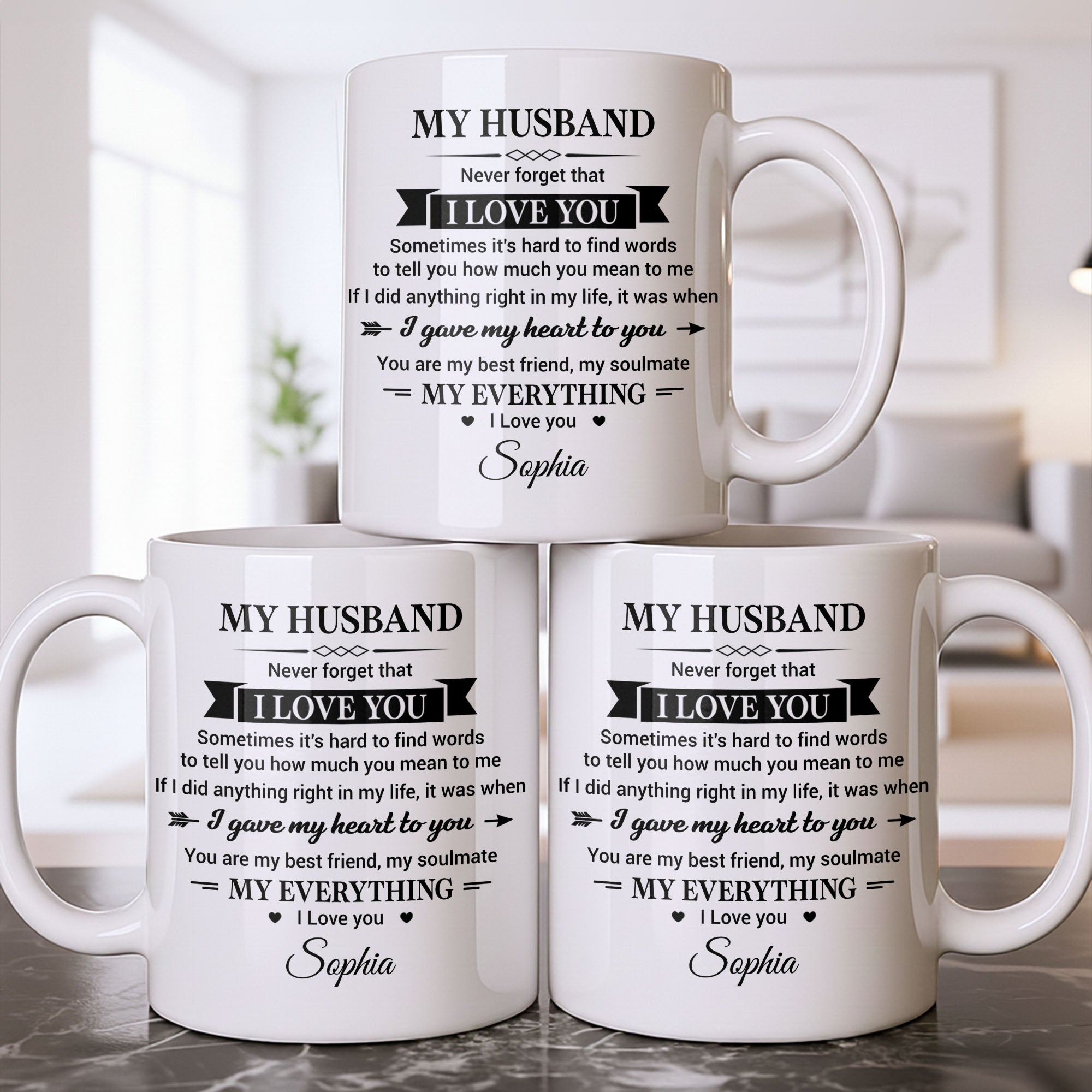 Personalized Heart Coffee Mug Custom Gift for Husband