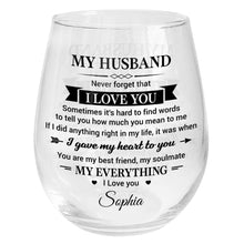 Load image into Gallery viewer, Personalized Stemless Wine Glass Custom Name Gift for Husband
