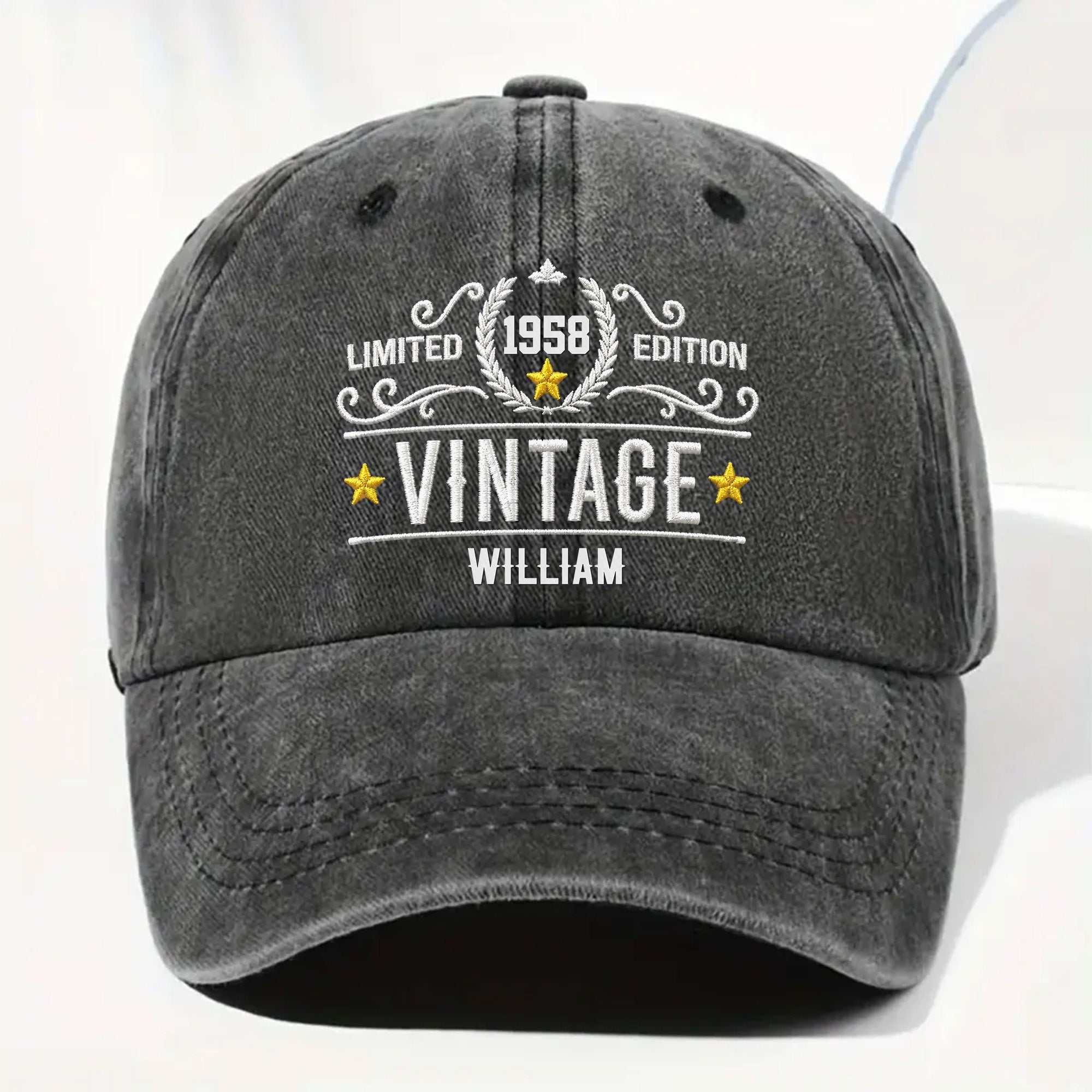 Personalized Washed Denim Cap Custom Name Gift for Dad