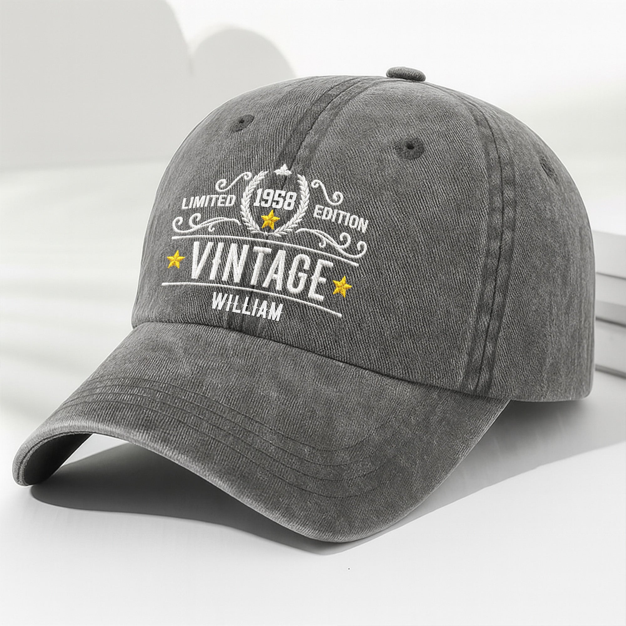 Personalized Washed Denim Cap Custom Name Gift for Dad