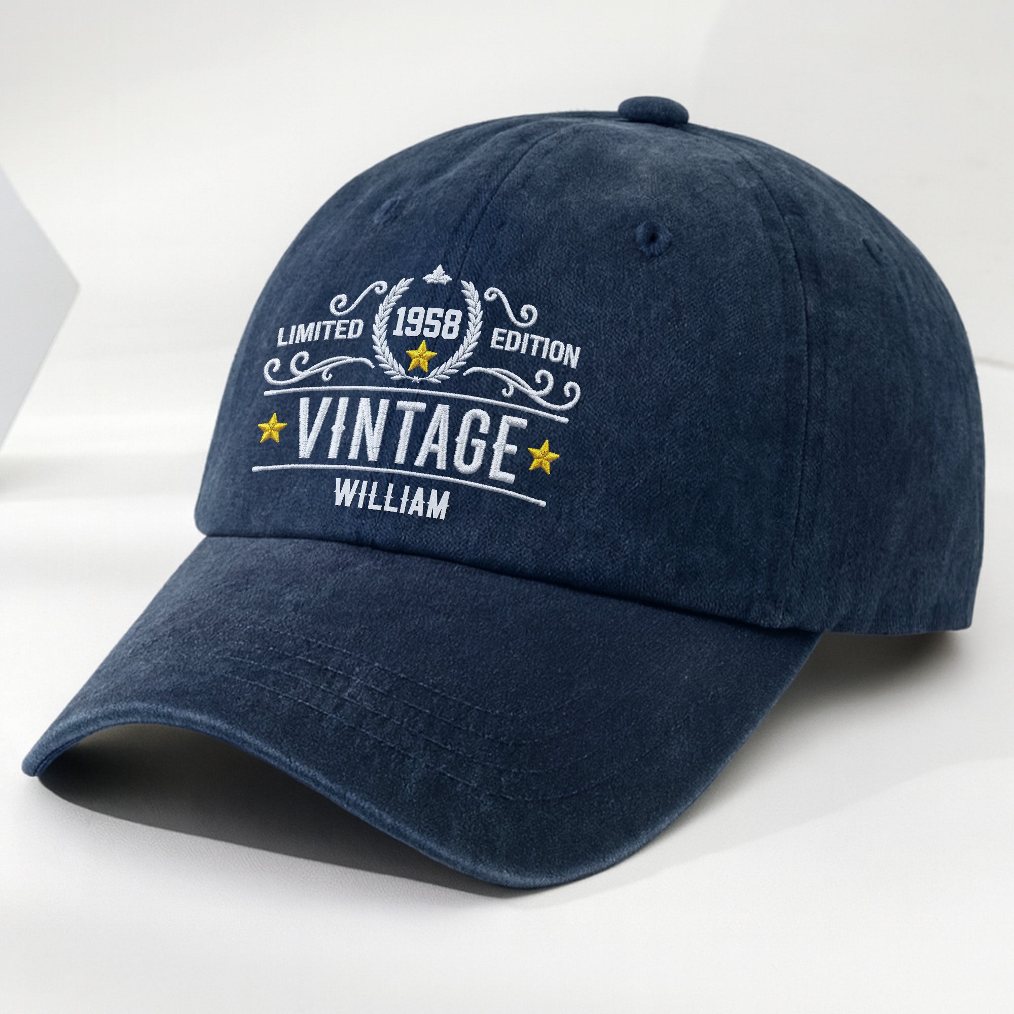 Personalized Washed Denim Cap Custom Name Gift for Dad