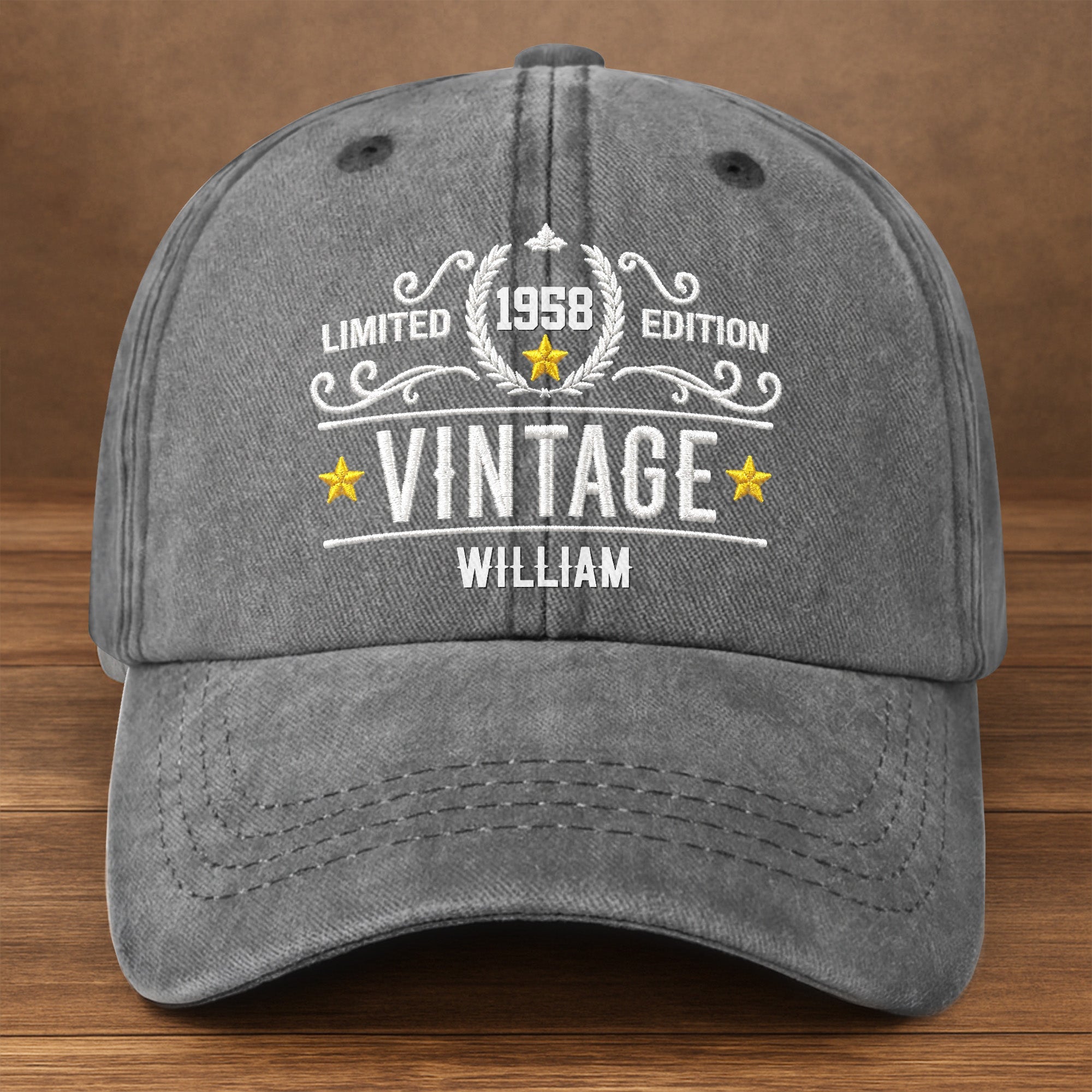 Personalized Washed Denim Cap Custom Name Gift for Dad
