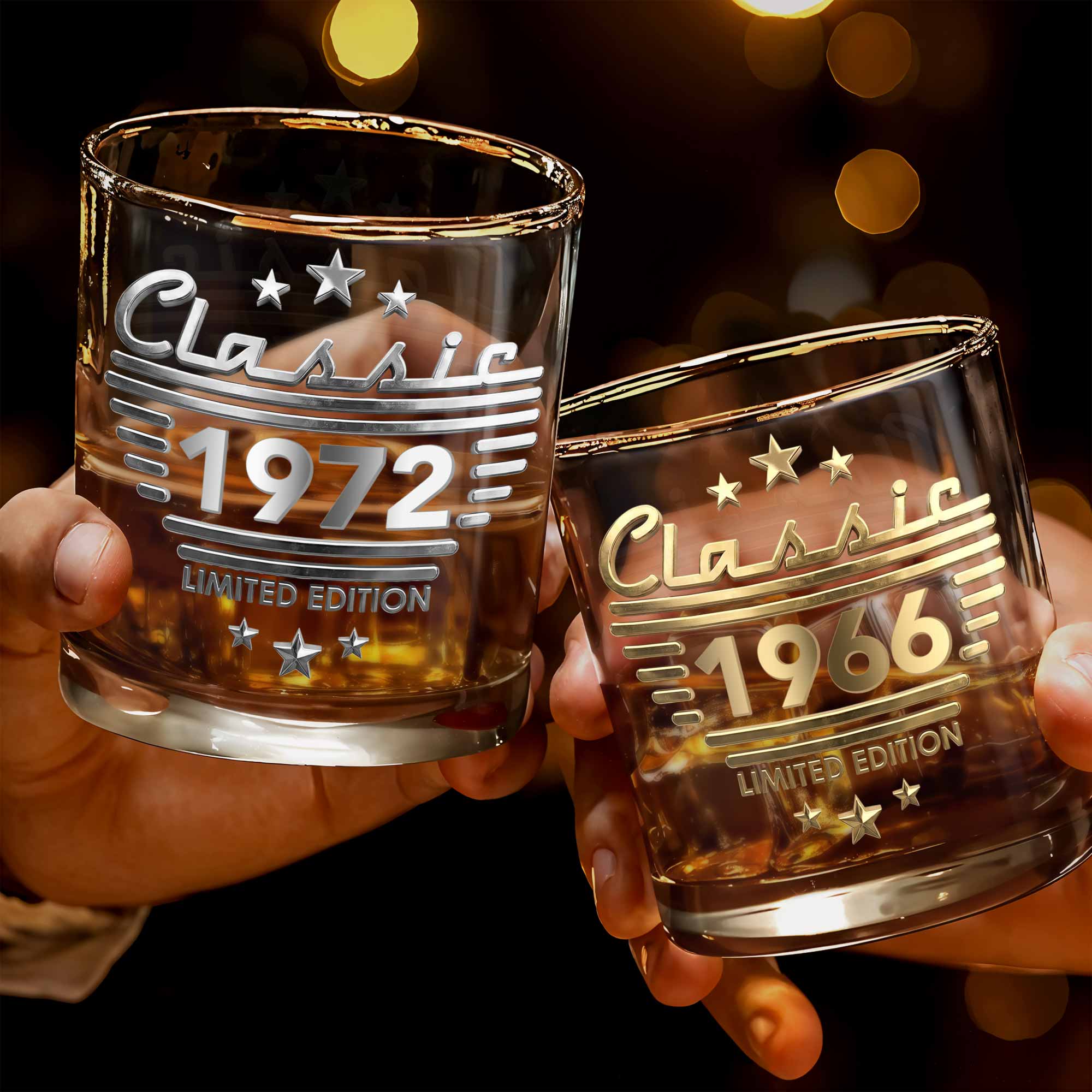 Personalized 3D Effect Whiskey Glass Custom Gift for Dad