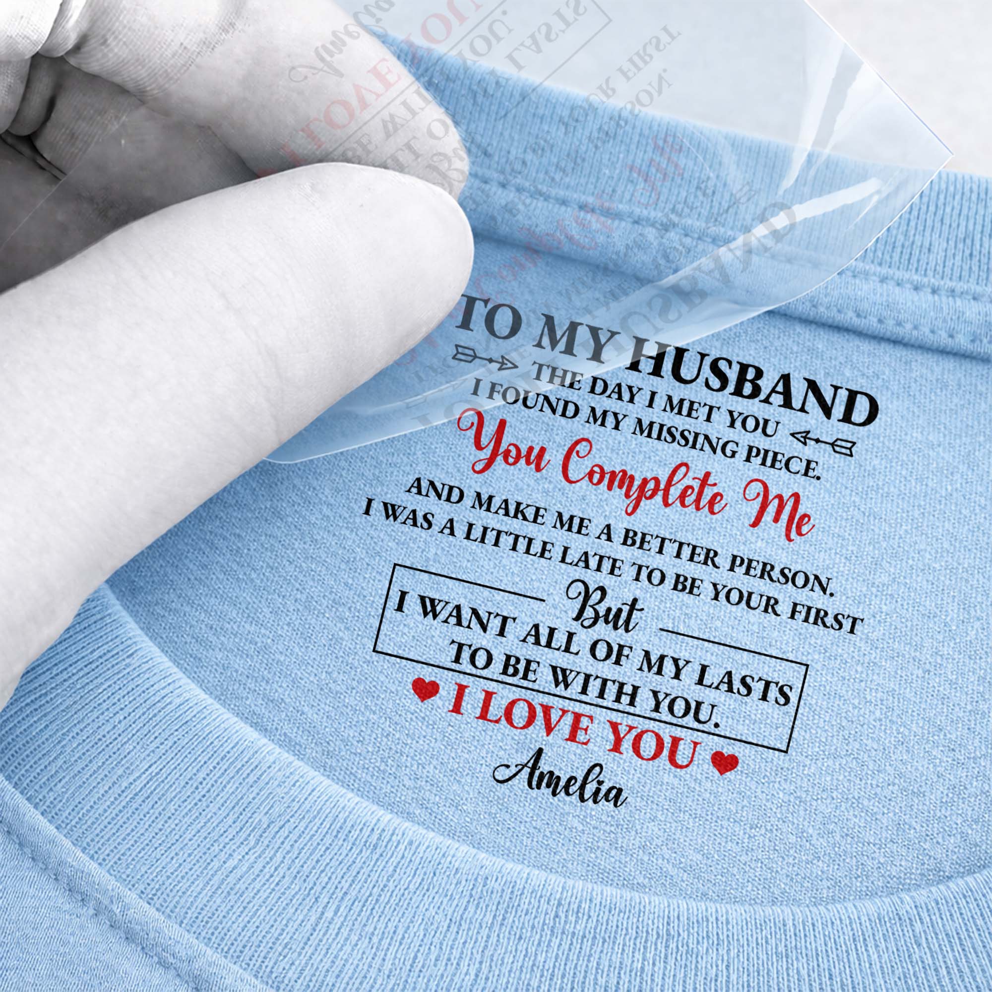 Personalized Inside Neck Print T-Shirt Romantic Gift for Husband