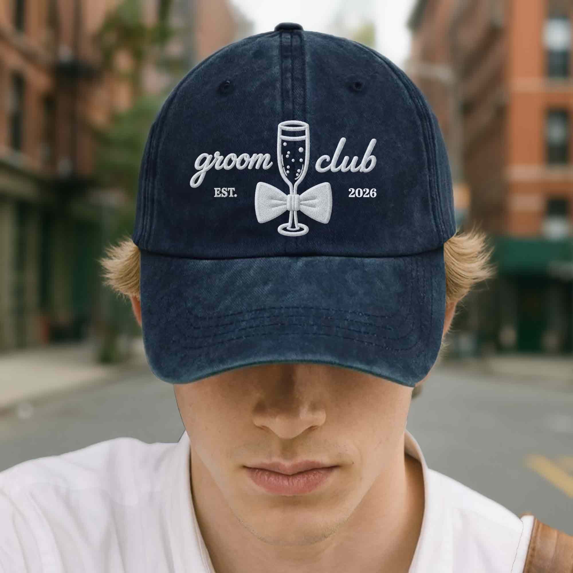 Personalized Washed Denim Cap Custom Groom Club Gift for Him